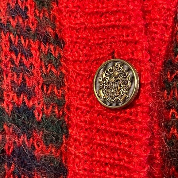 Vintage Edinburgh Scottish Tartan Plaid Cardigan Sweater Mohair Blend L - Picture 4 of 9